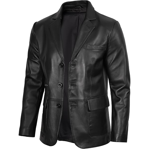 mens leather 3/4 coat - mens leather car coat black - leather